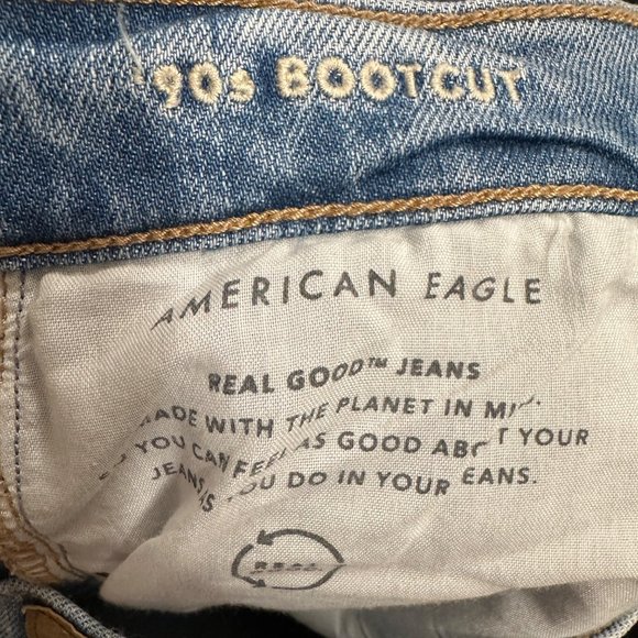 American Eagle | 90s Bootcut Light Wash Distressed Denim Jean Womens 6 30 x 31.5 - Picture 12 of 13